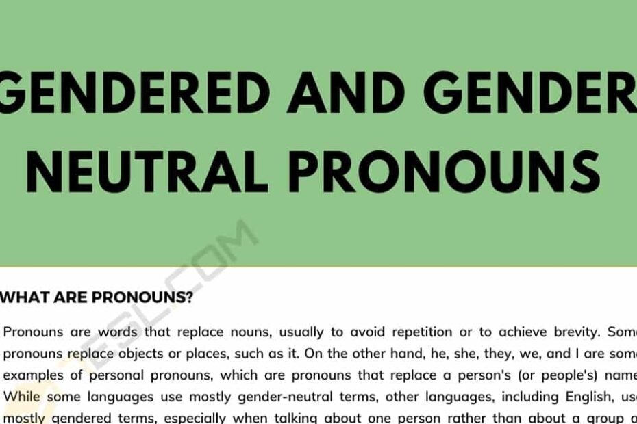 Non Gender Pronouns