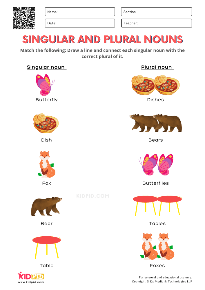 Noun Plural Matching Games Matching Games Singular And Plural Nouns 