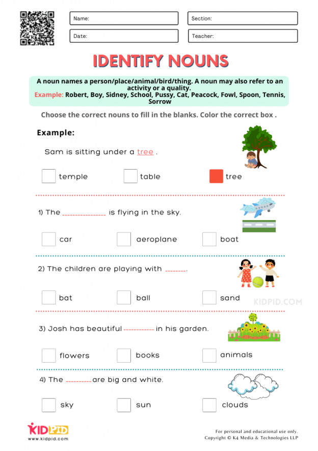 Noun Practice Worksheet For Grade 2