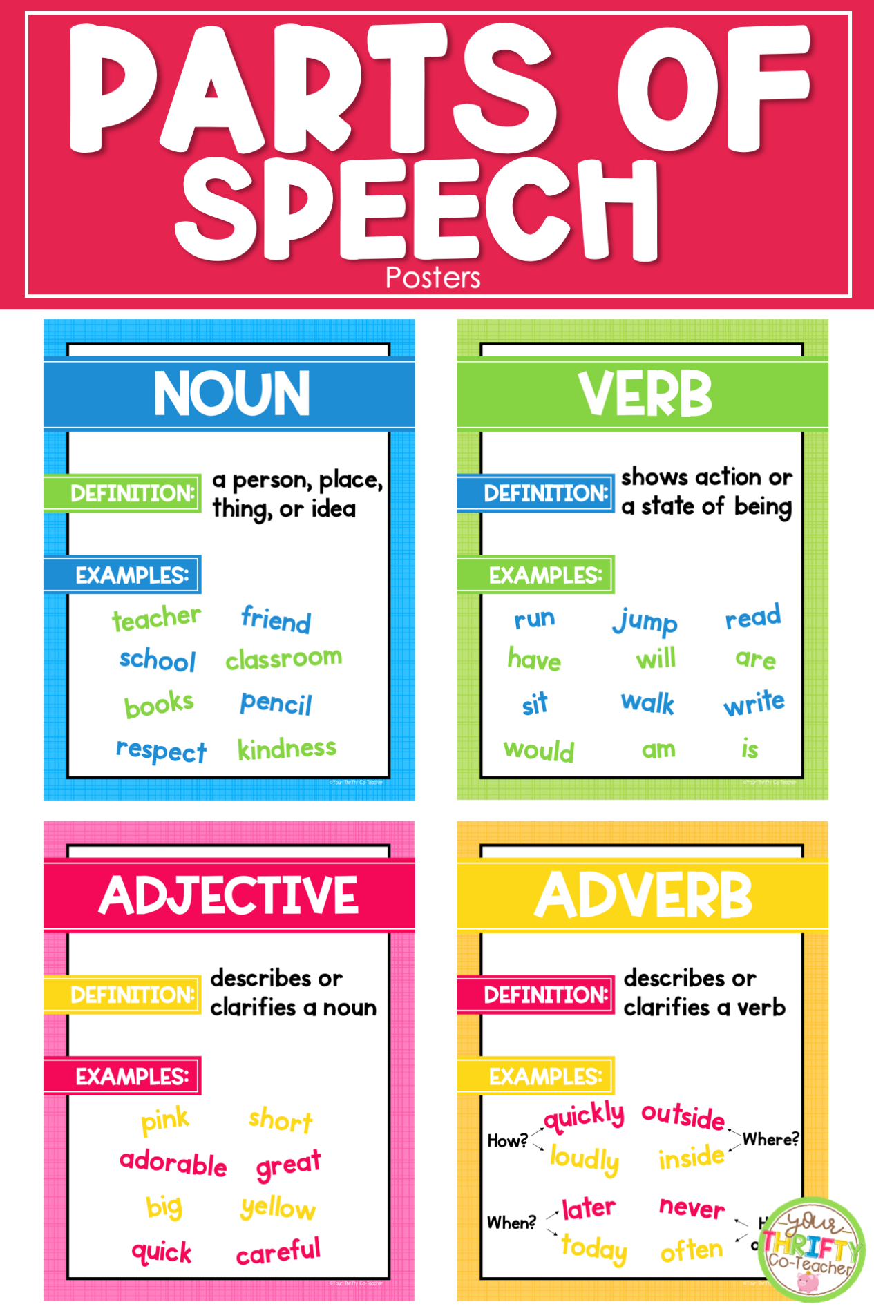 Noun Pronoun Adjective Verb Adverb Examples