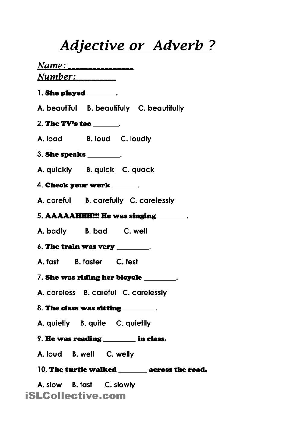 Noun Pronoun Adjective Verb Adverb Worksheets