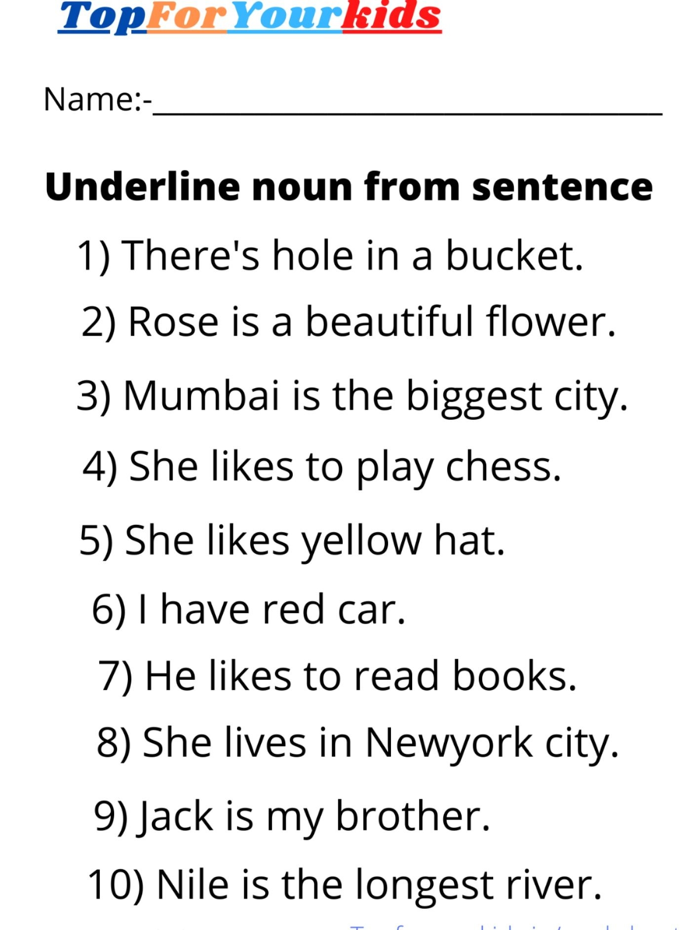 Noun Worksheets Grade 2