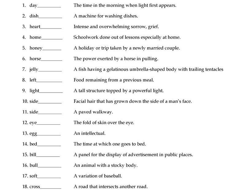 Nouns Pictures Worksheets