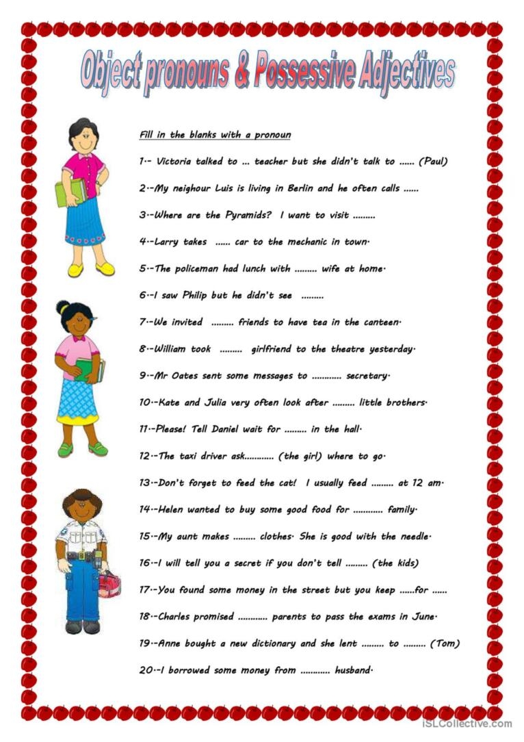 Object Pronoun Worksheet Prntbl concejomunicipaldechinu gov co