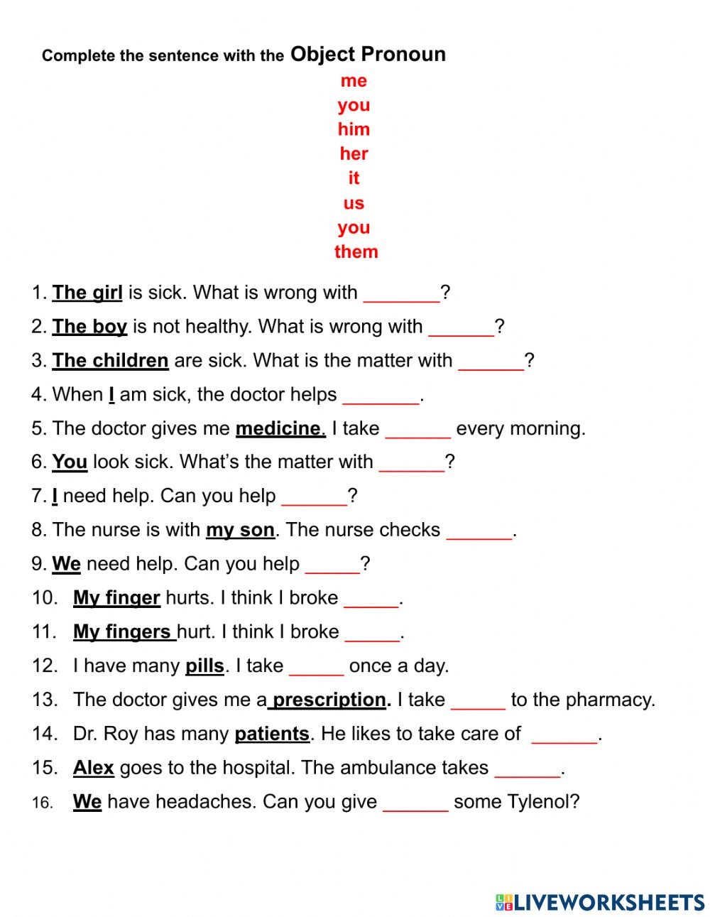 Object Pronouns Interactive Exercise For 8 You Can Do The Exercises 
