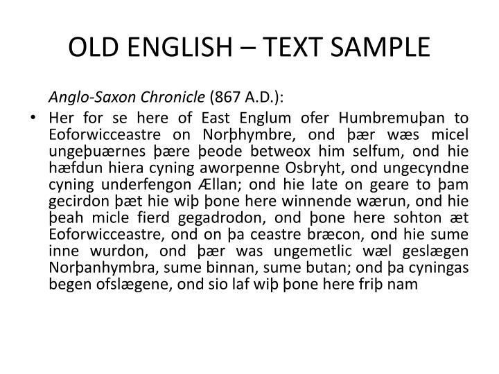 Old English Text Examples PELAJARAN