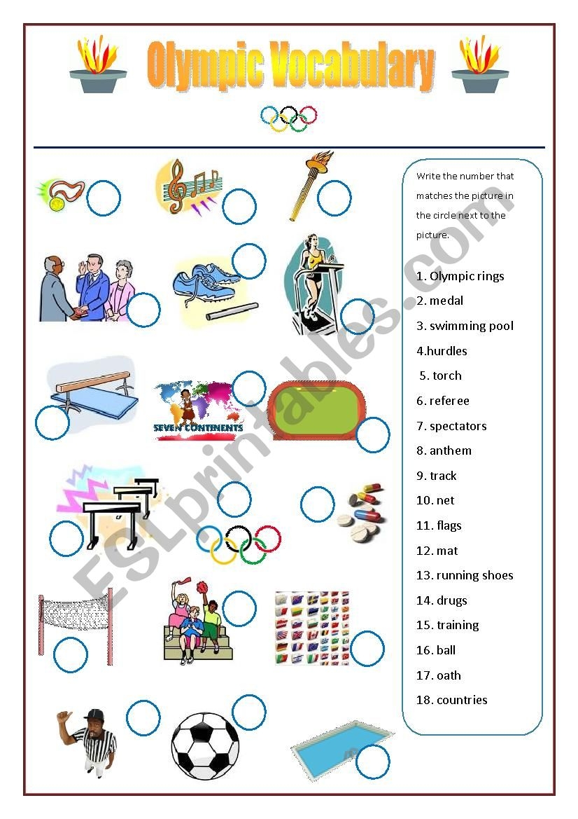 Olympic Games Vocabulary Worksheet ESL Worksheet By Stonefarm