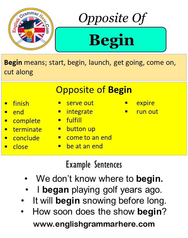 Opposite Of Begin Antonyms Of Begin Meaning And Example Sentences 