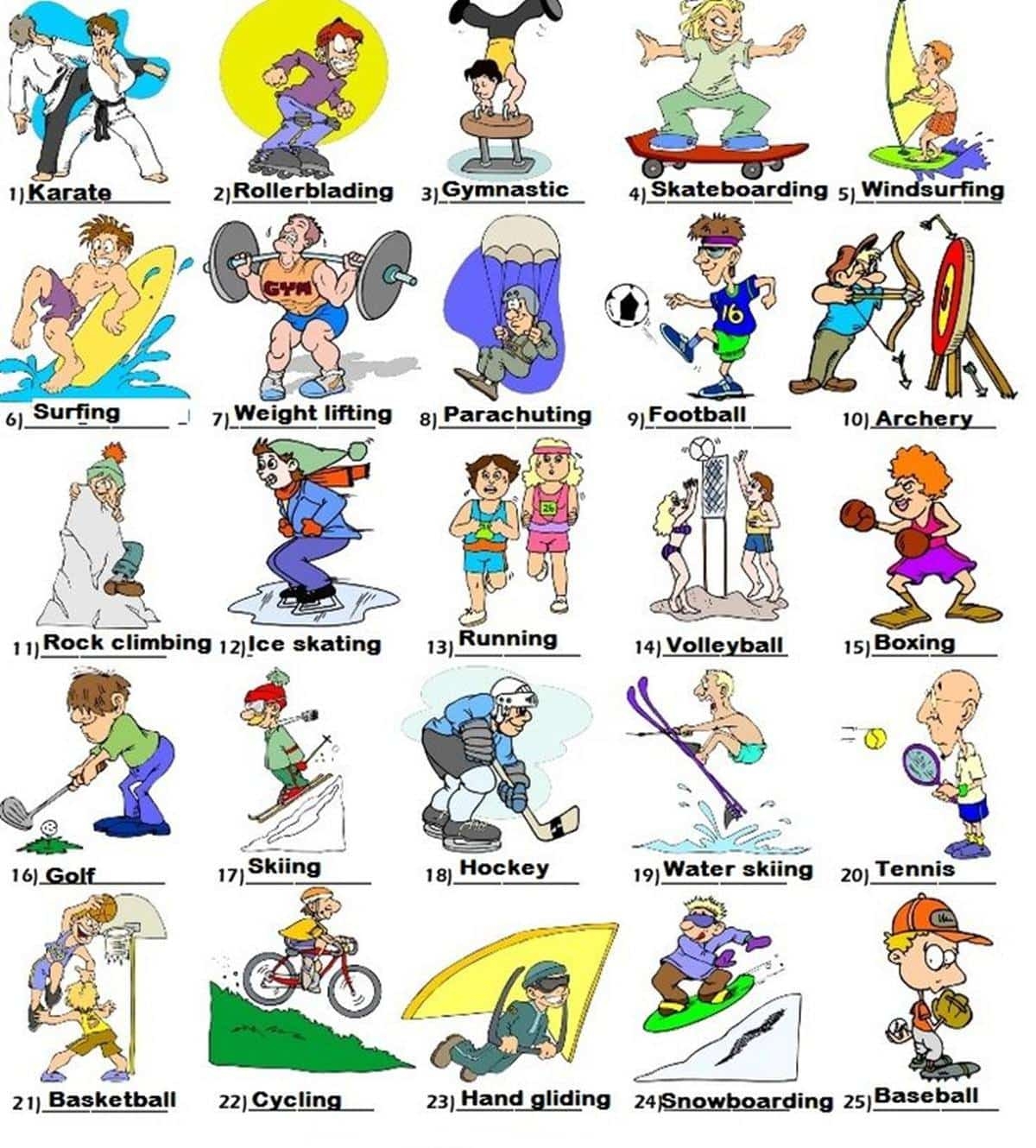 Outdoor Activities Vocabulary In English ESLBUZZ