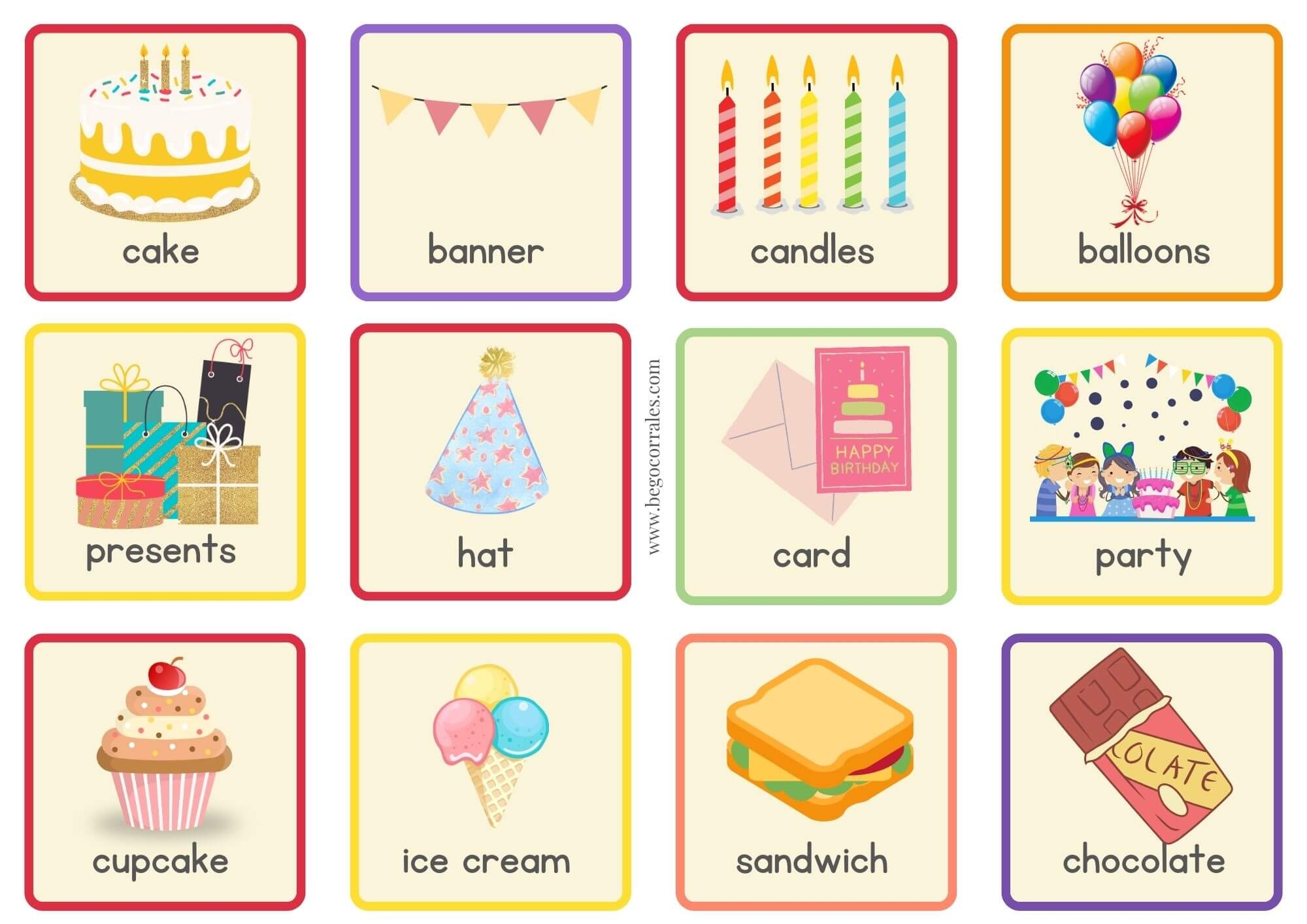 Pack Happy Birthday Vocabulary Printables Bego Corrales