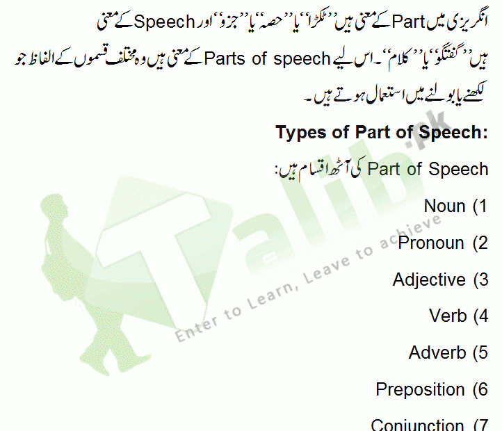 Parts Of Speech Definition And Examples In Urdu