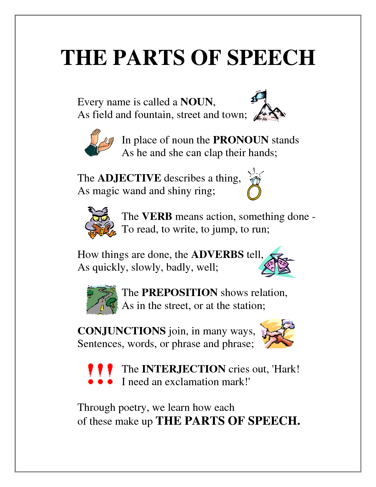 Parts Of Speech Poem Smart Moves Tutoring