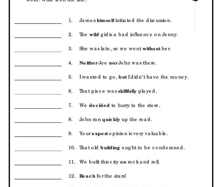 Parts Of Speech Worksheet