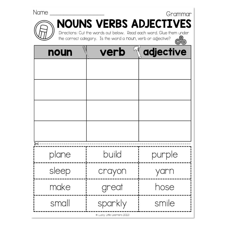 Parts Of Speech Worksheet Digital Worksheets Library