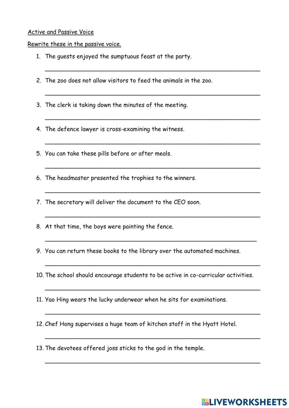 Passive And Active Voice Worksheet Active And Passive Voice Active 