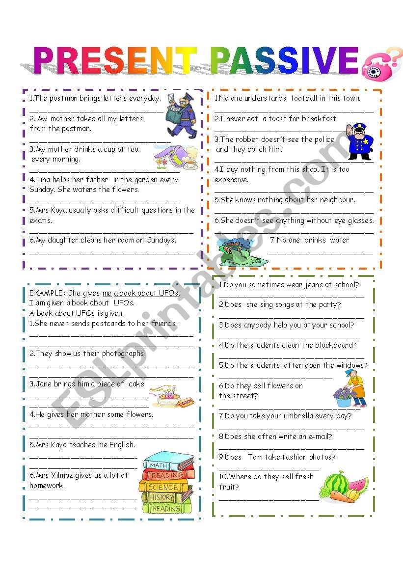 passive voice simple present worksheet