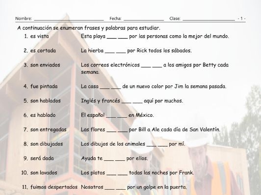 Passive Versus Active Voice Spanish Study Sheet Teaching Resources