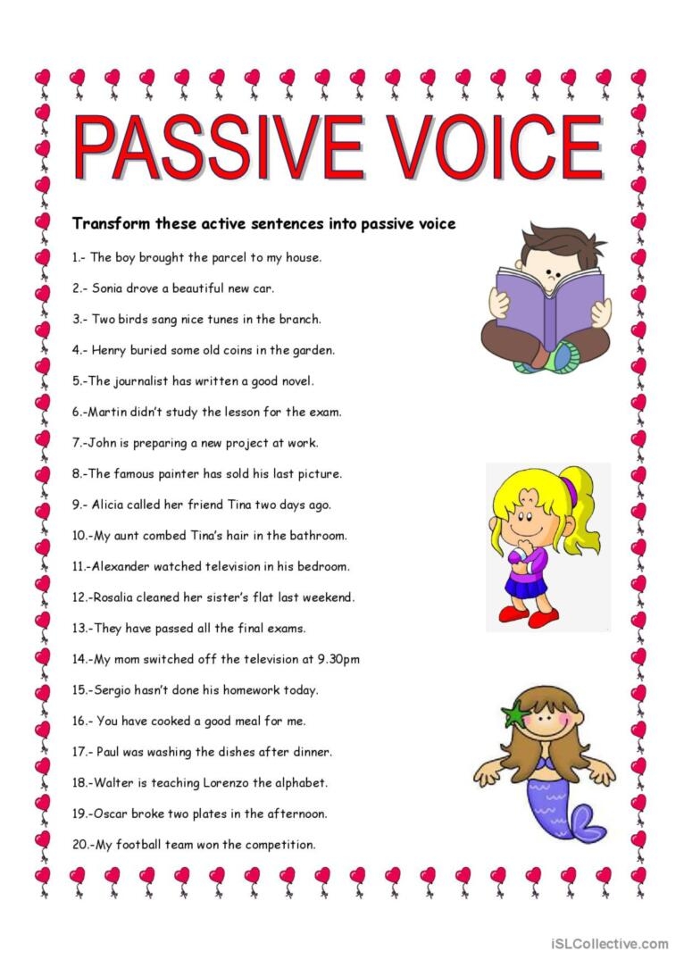 PASSIVE VOICE English ESL Worksheets Pdf Doc