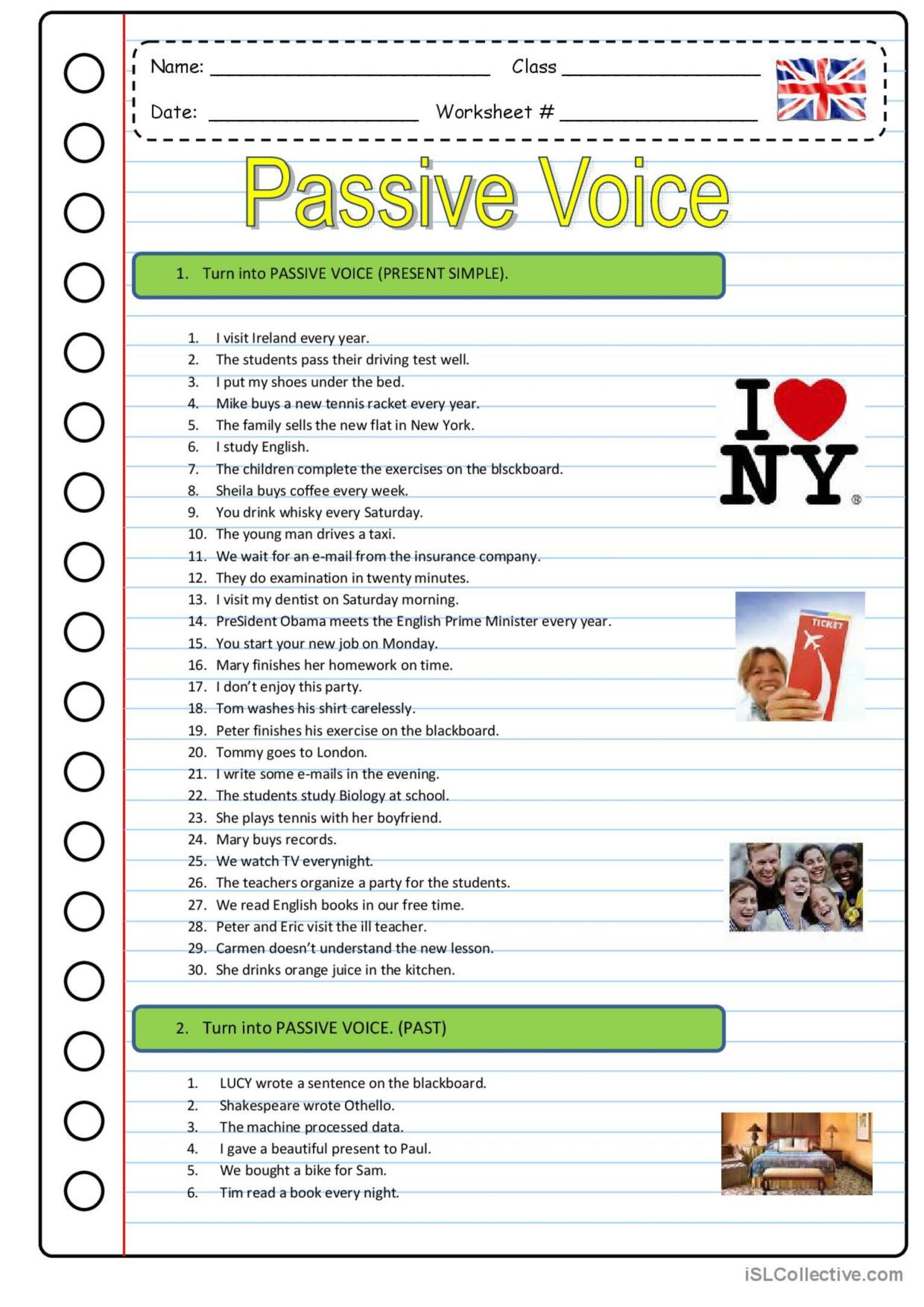 PASSIVE VOICE English ESL Worksheets Pdf Doc