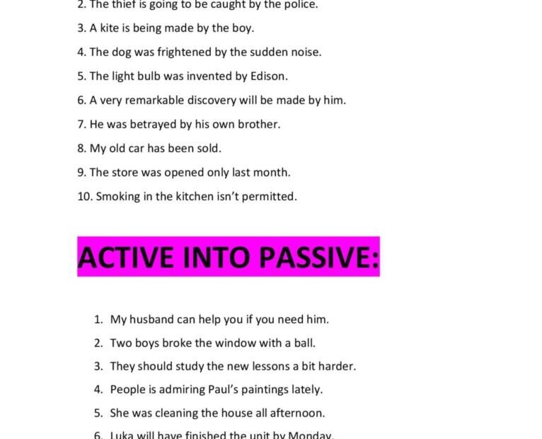 PASSIVE VOICE EXERCISES English ESL Worksheets Pdf Doc