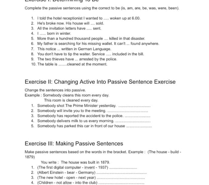 Passive Voice Exercises Pdf