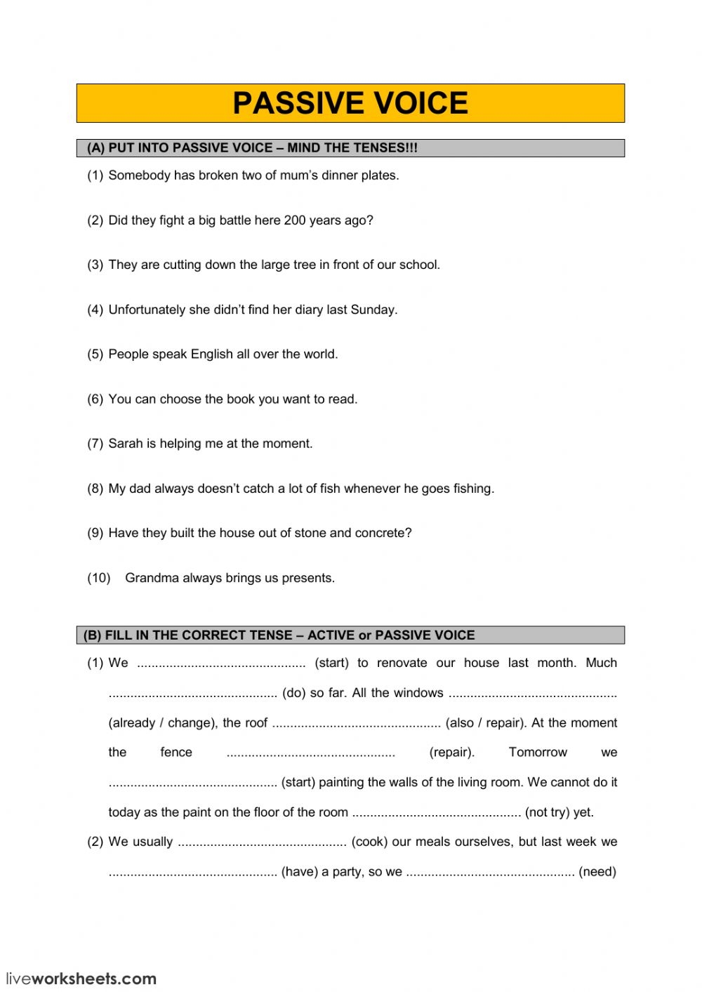 Passive Voice Exercises Pdf Perfect English Grammar Design Talk