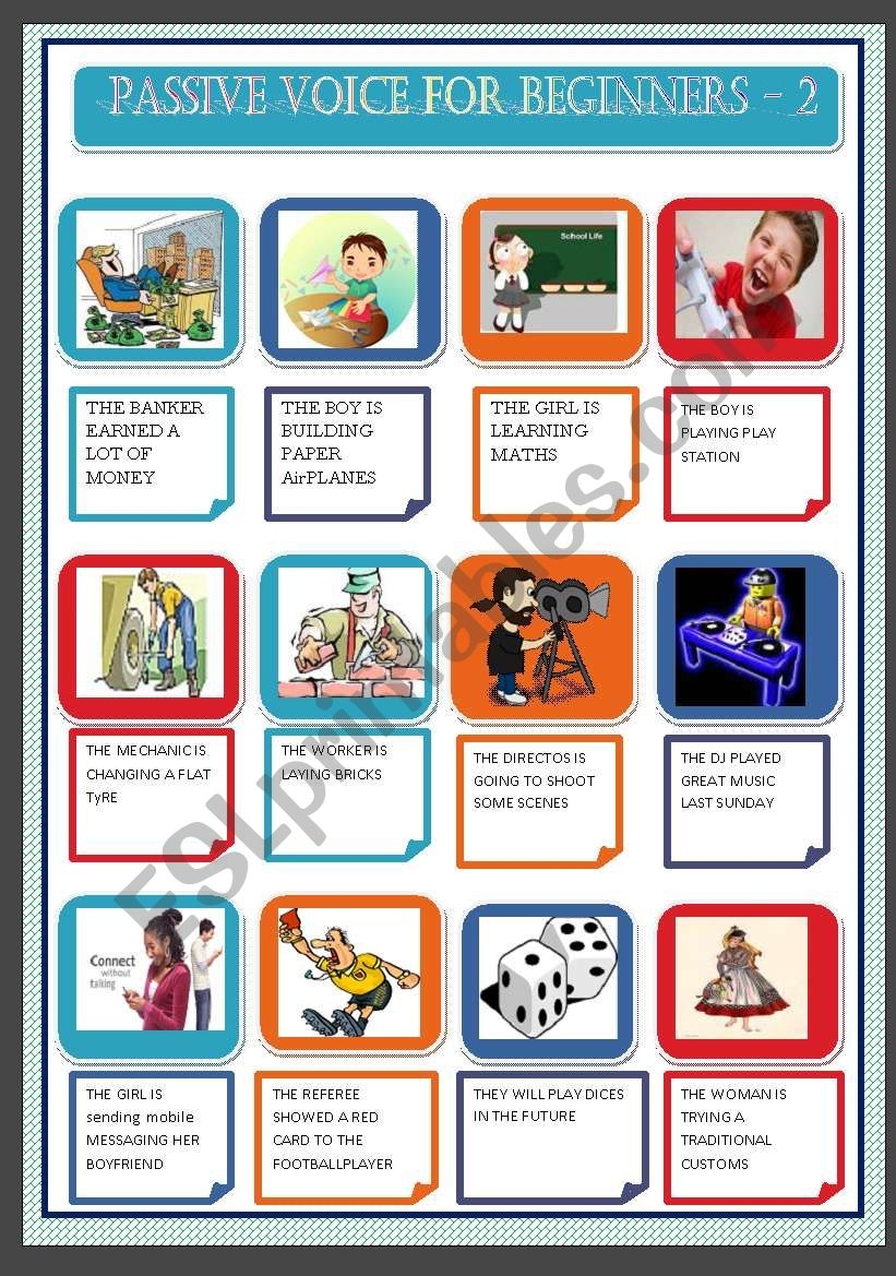 PASSIVE VOICE FOR BEGINNERS 2 ESL Worksheet By Ascincoquinas