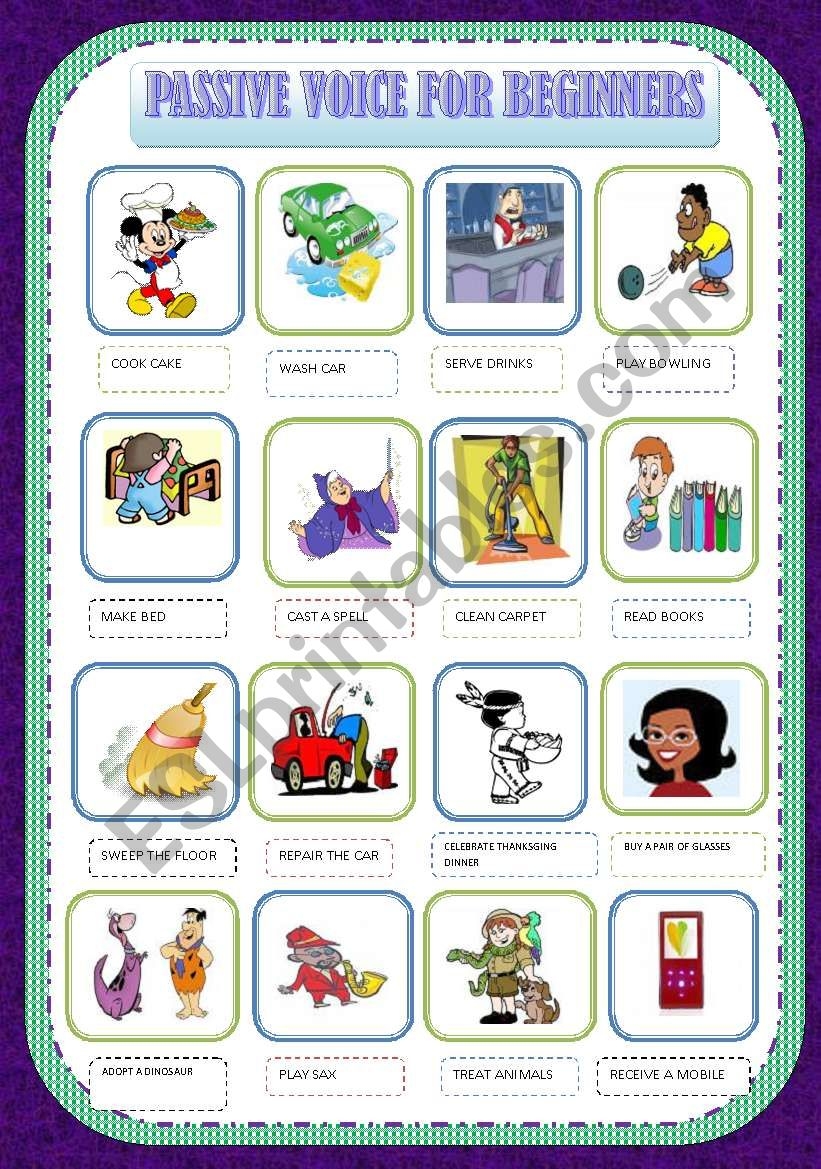 PASSIVE VOICE FOR BEGINNERS ESL Worksheet By Ascincoquinas