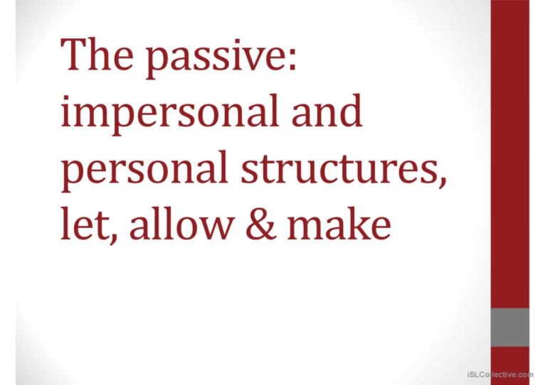 Passive Voice Impersonal Personal English ESL Powerpoints