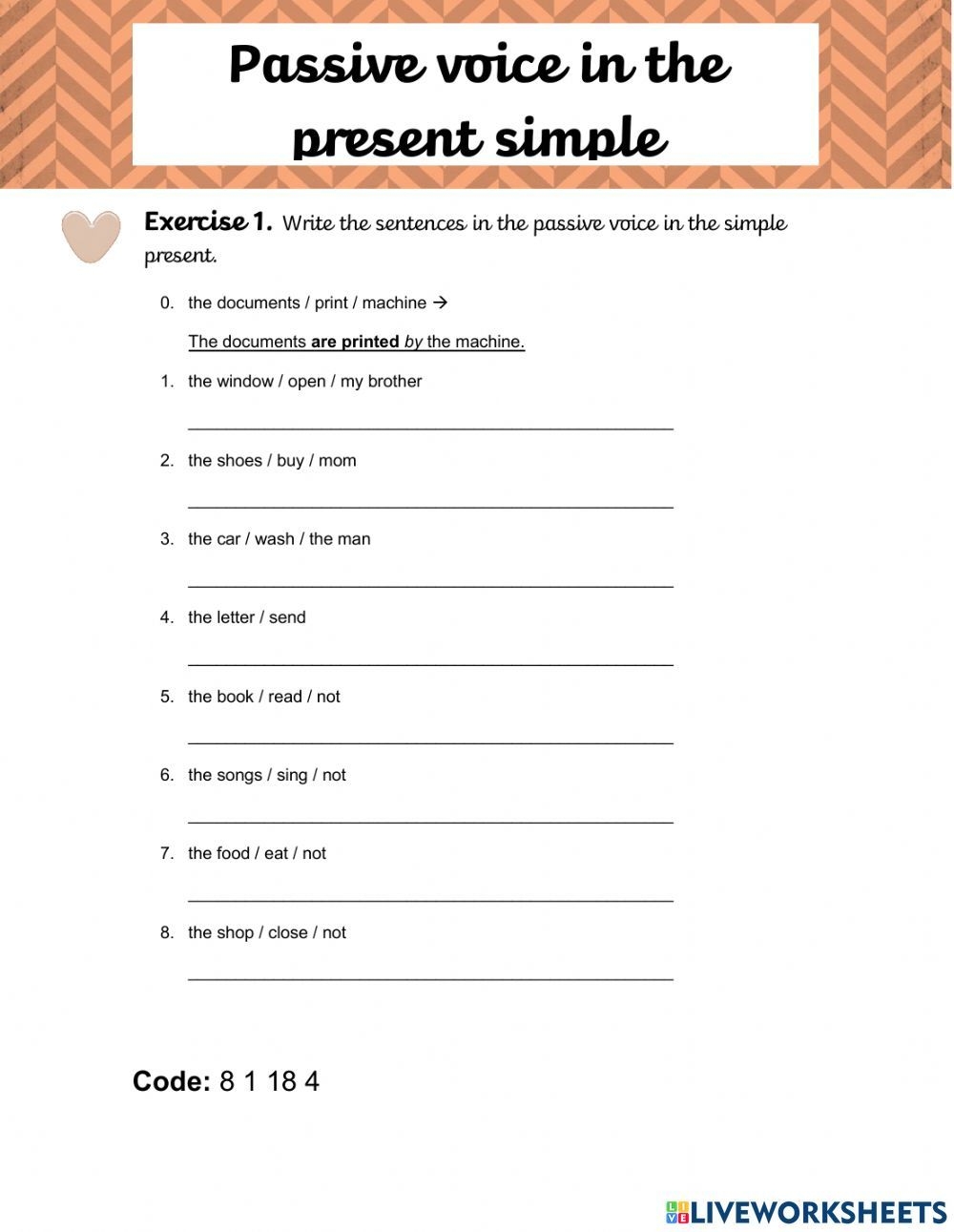 Passive Voice In Present Simple Worksheet