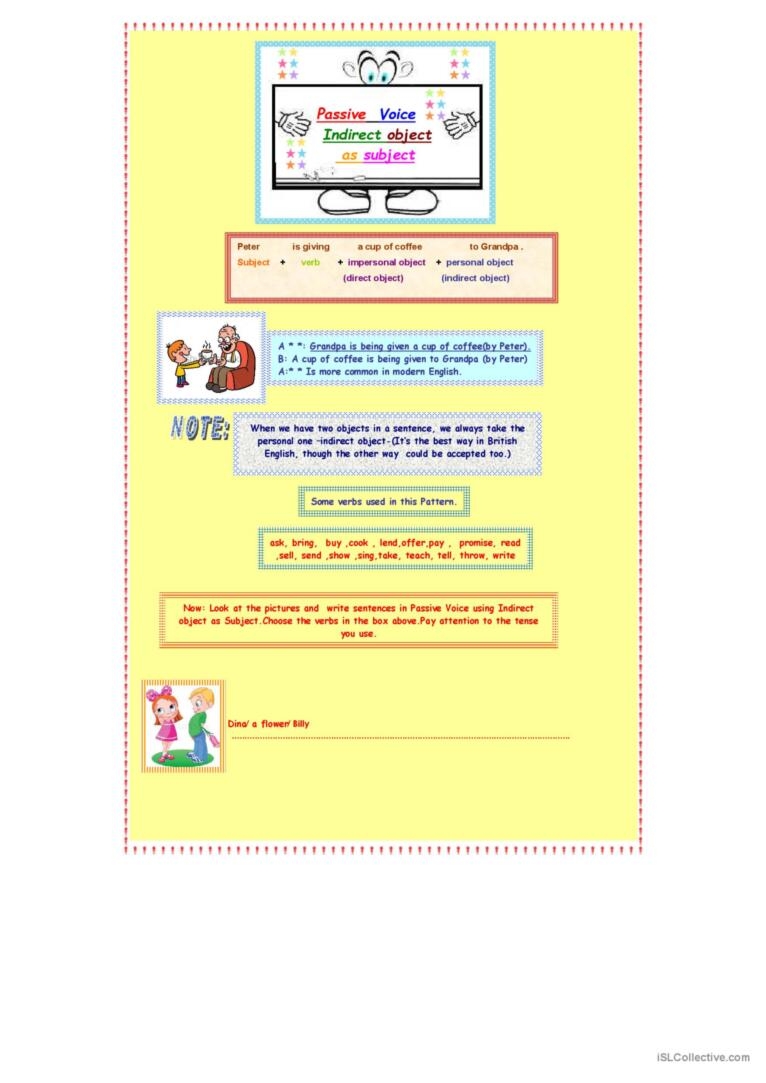 Passive Voice Indirect Object A English ESL Worksheets Pdf Doc
