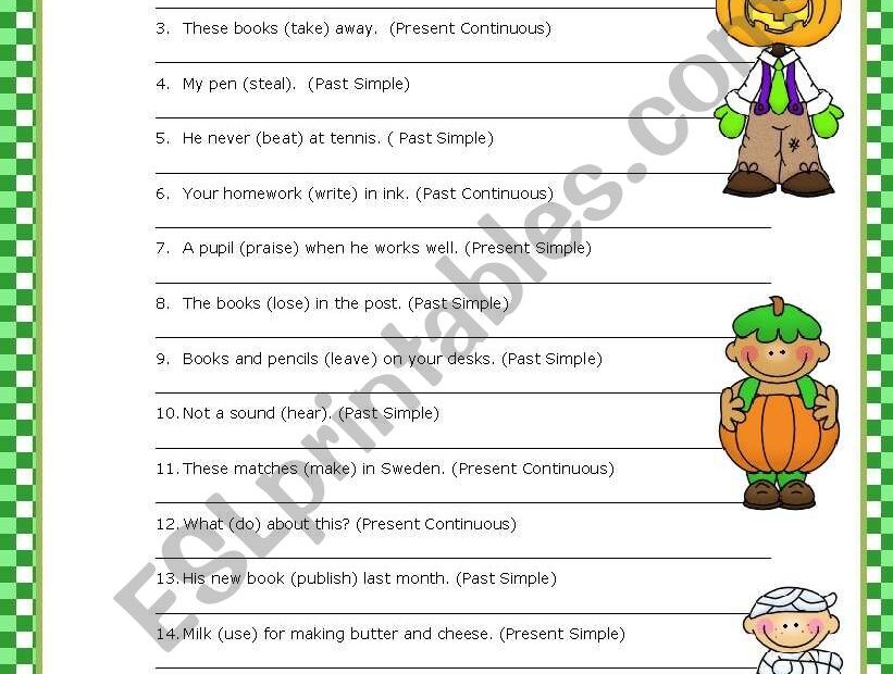 PASSIVE VOICE KEY ESL Worksheet By Macomabi