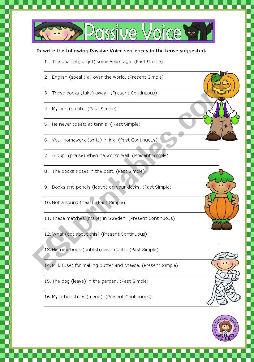 PASSIVE VOICE KEY ESL Worksheet By Macomabi