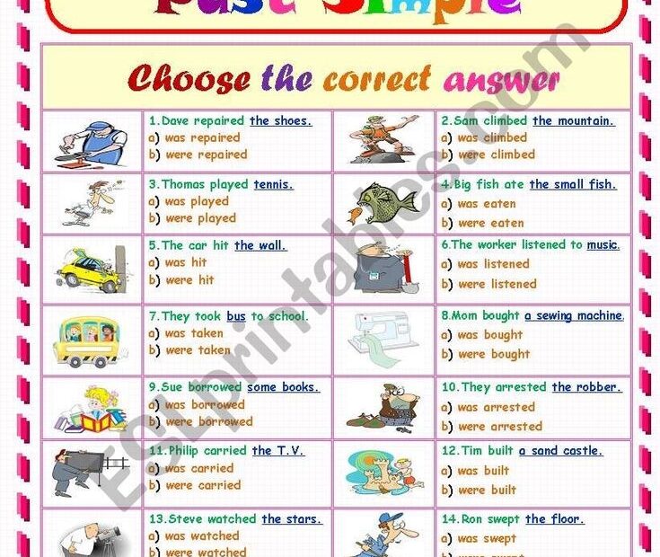 Passive Voice Past Simple Worksheet With Pictures On The Subject And