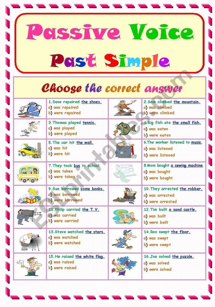 Passive Voice Past Simple Worksheet With Pictures On The Subject And 