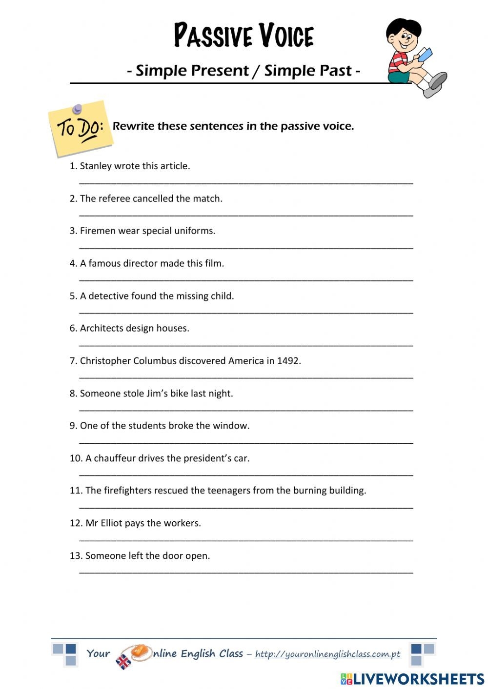 Passive Voice Present Simple Past Simple Exercises Worksheet 