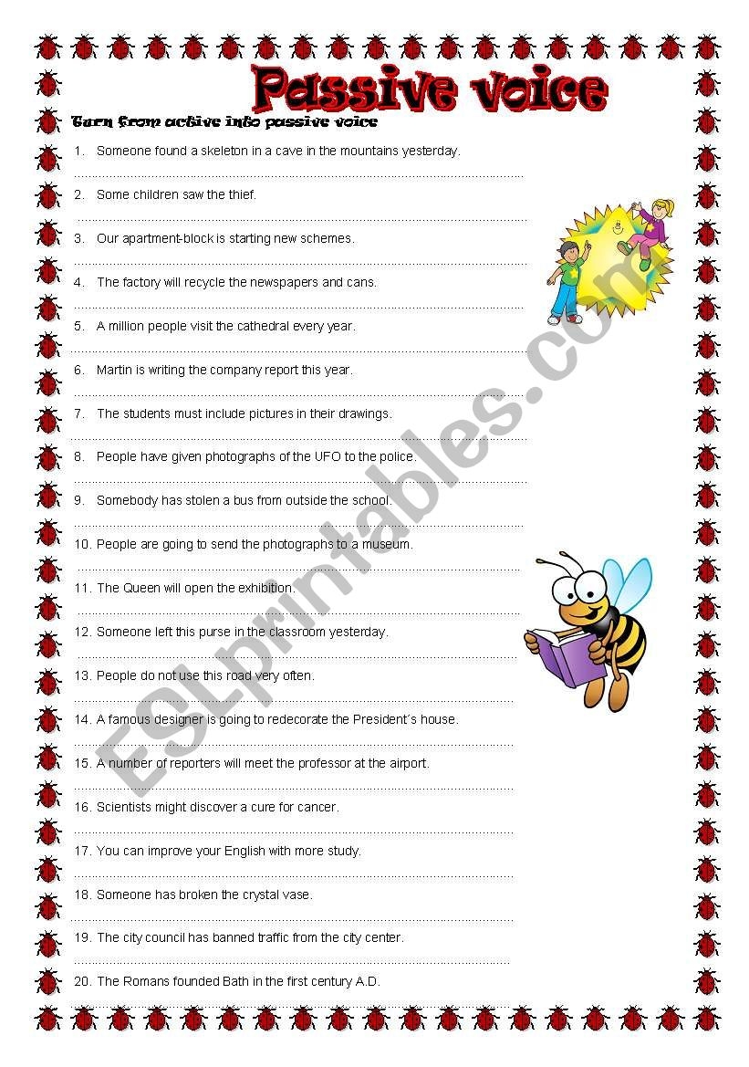 Passive Voice revision ESL Worksheet By Kely2880