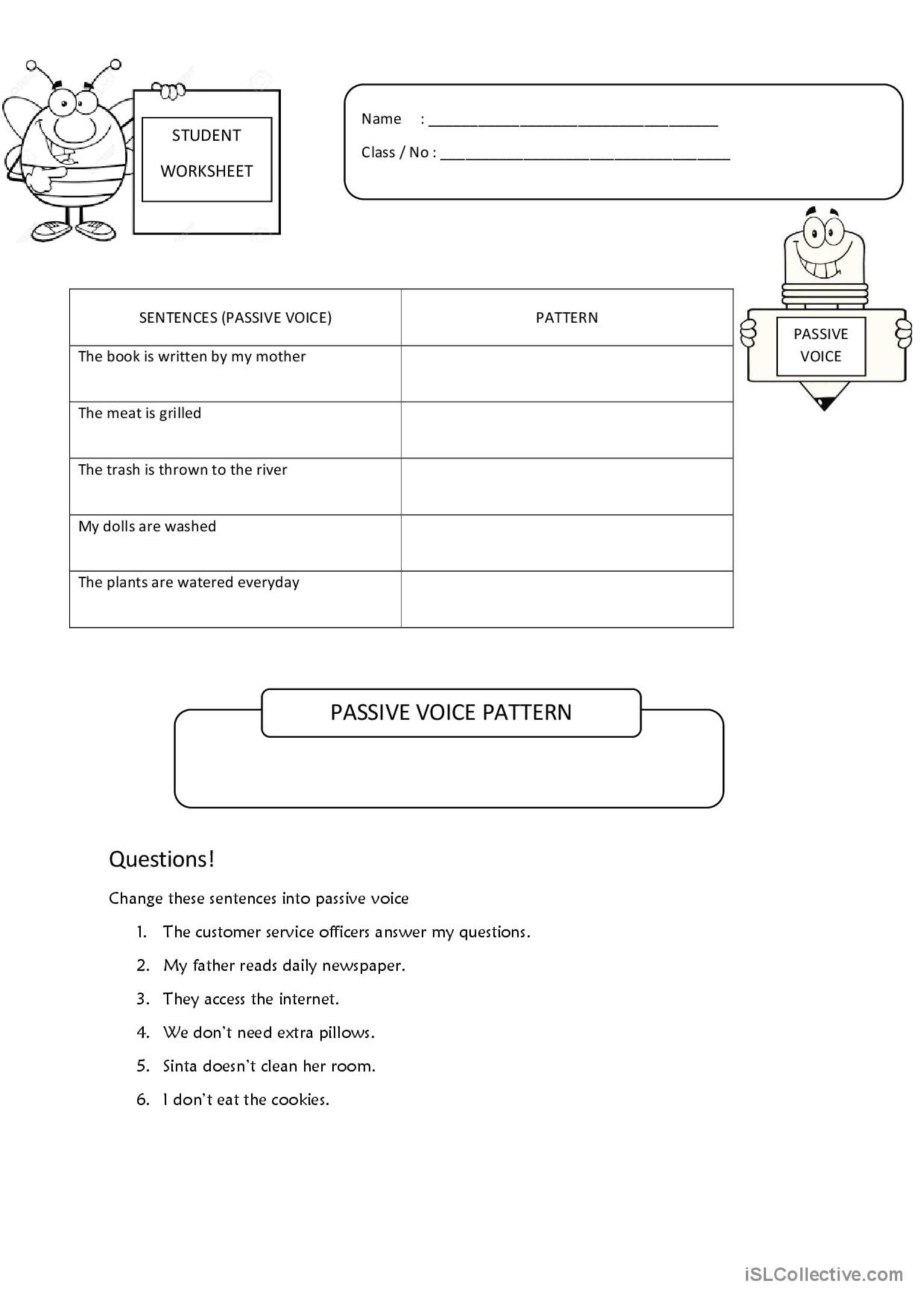 Passive Voice Simple Present Tense English ESL Worksheets Pdf Doc