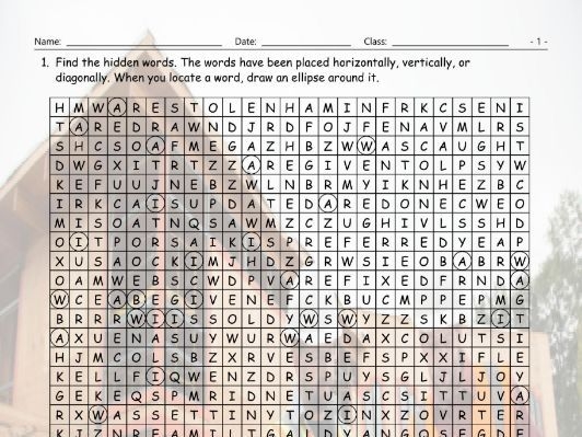 Passive Voice Word Search Worksheet Teaching Resources