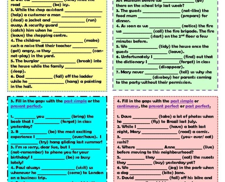 Past Perfect And Past Perfect Continuous Worksheets Worksheets For