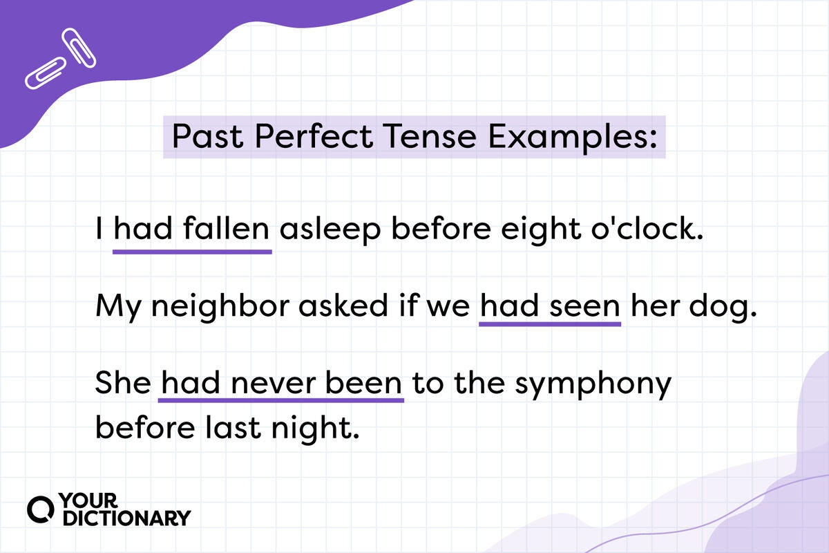 the past perfect tense examples