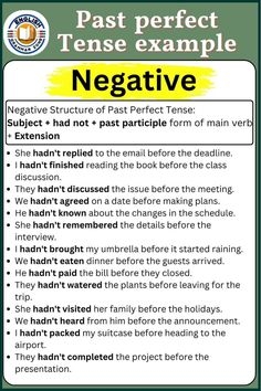 past perfect tense negative statement past perfect tense negative statement