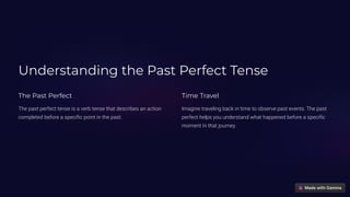 Past Perfect Tense Short Description Of This Tence PPT
