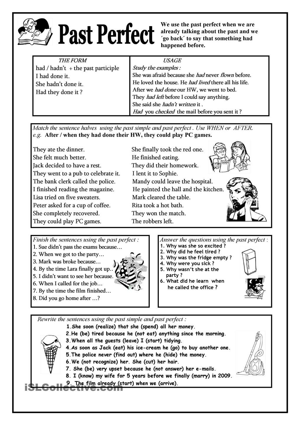 past perfect tense worksheets