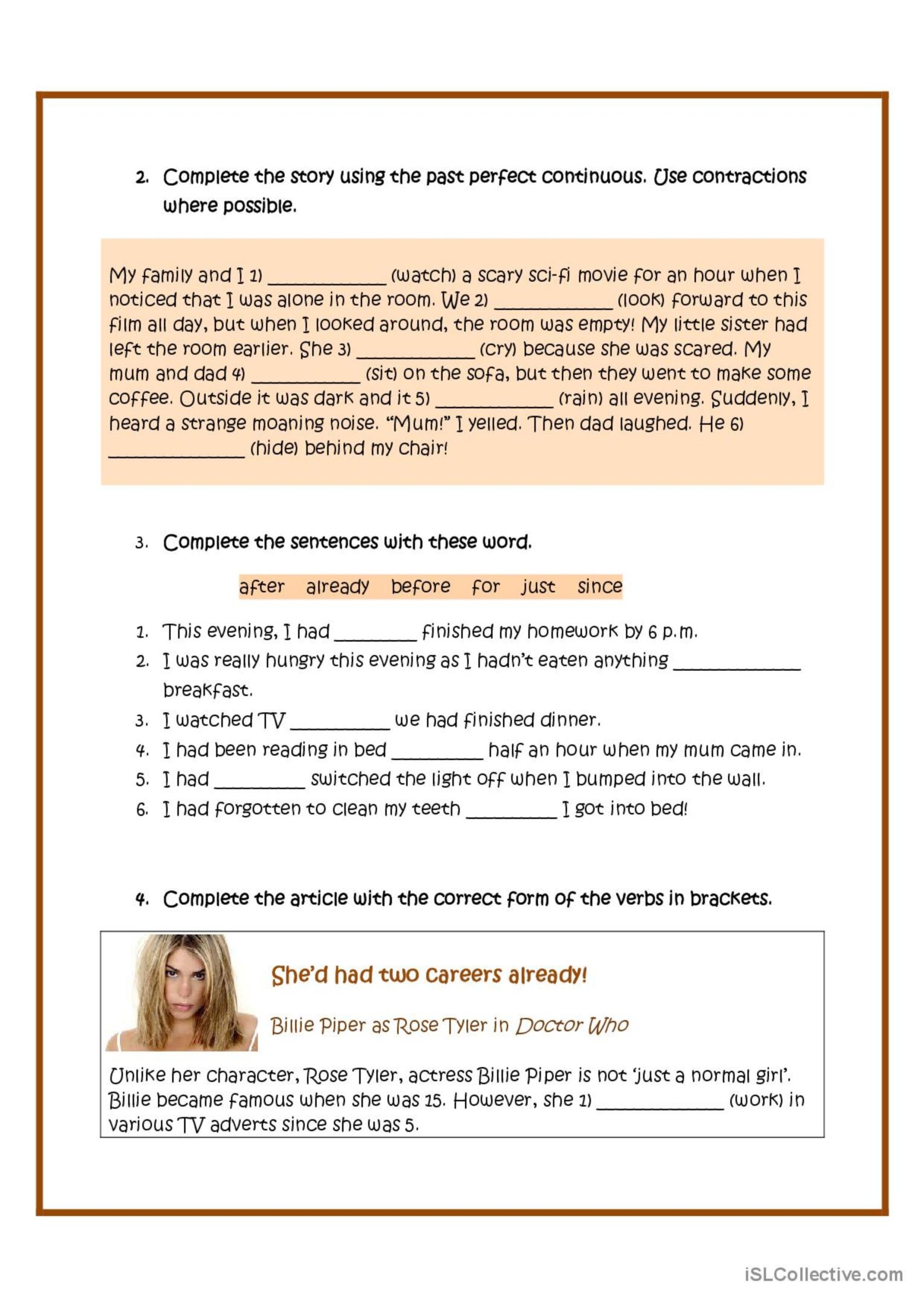 Past Perfect Tenses English ESL Worksheets Pdf Doc