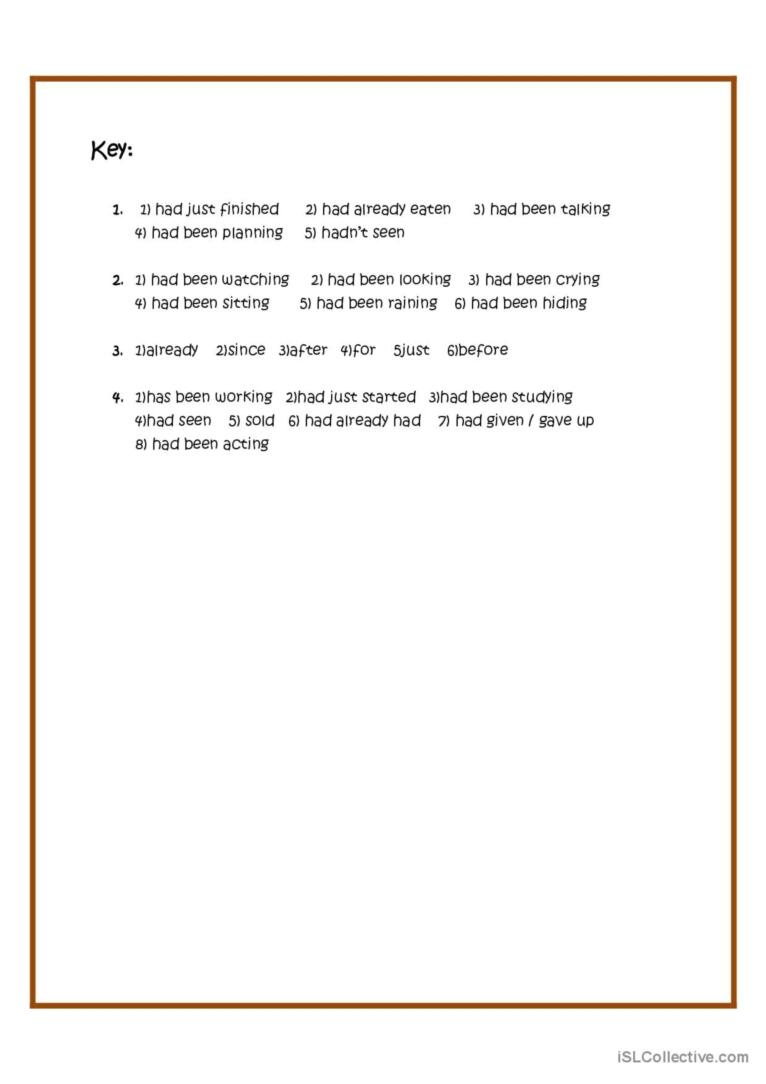 Past Perfect Tenses English ESL Worksheets Pdf Doc