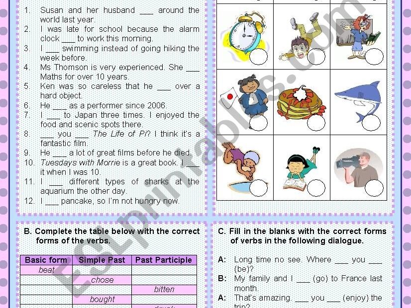 Past Simple And Present Perfect Tenses Exercises Pdf Infoupdate