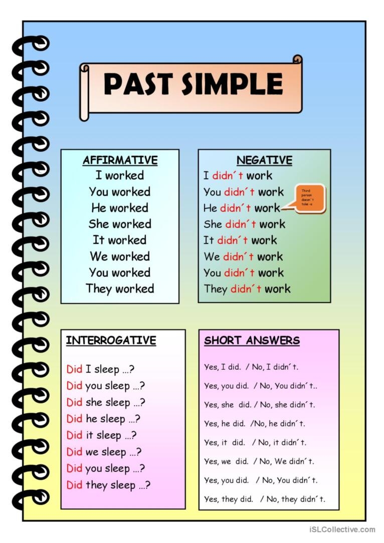 Past Simple Grammar Regular Verbs English ESL Worksheets Pdf Doc