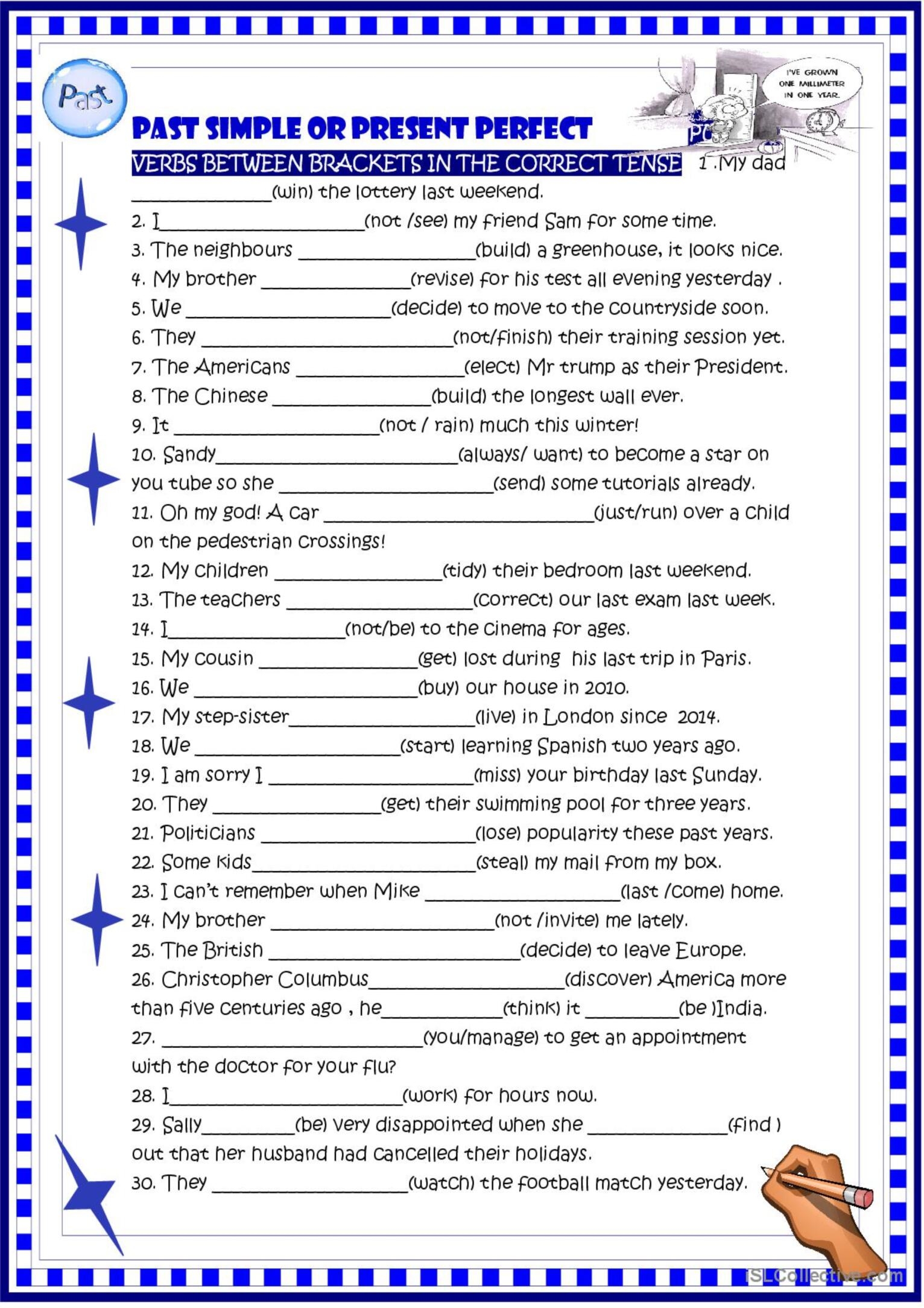 Past Simple Or Present Perfect Pract Deutsch DAF Arbeitsbl tter Pdf Doc