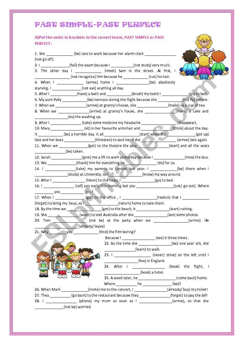Past Simple Past Perfect ESL Worksheet By Chusin